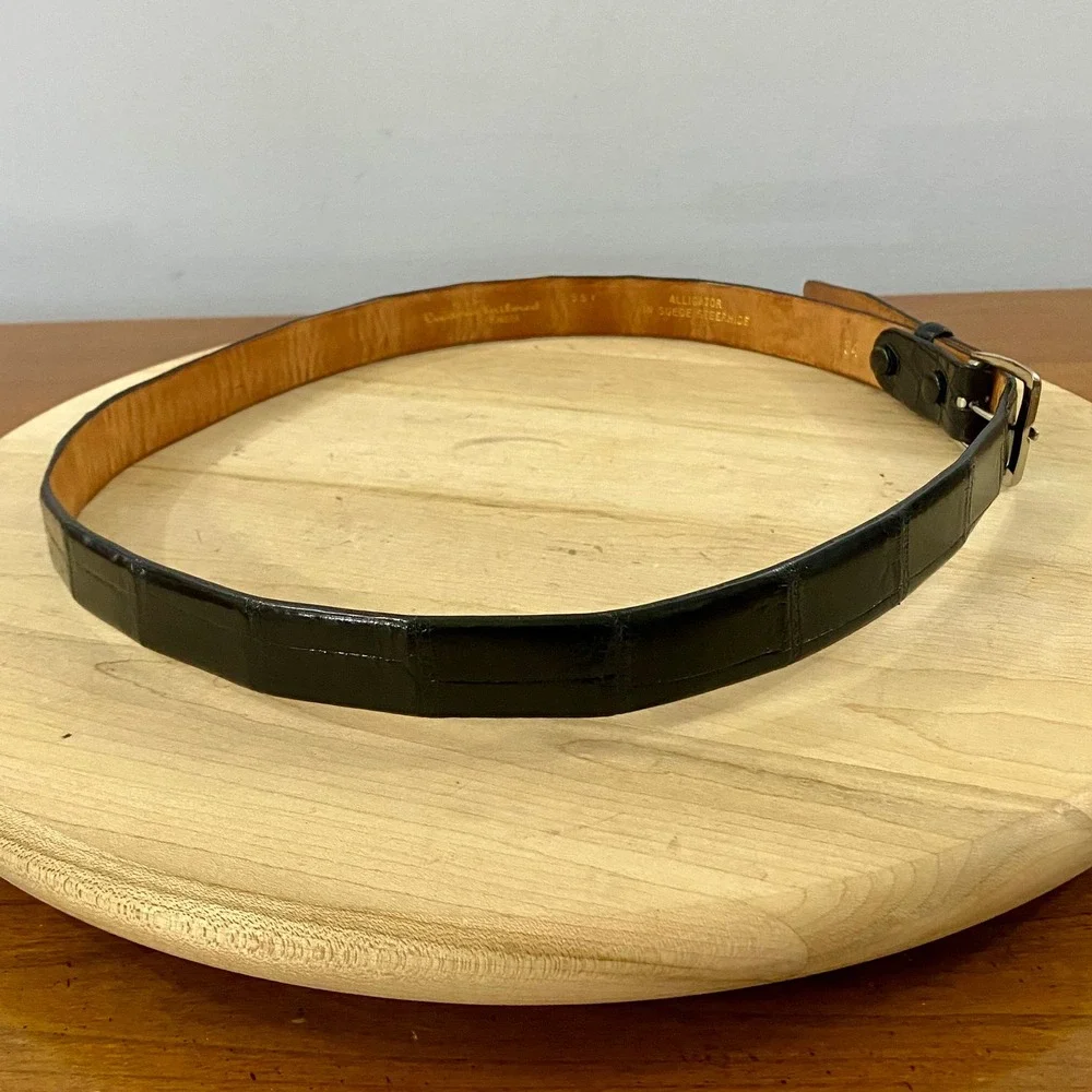 Vtg Hickok Pioneer Custom Tailored Alligator Suede Steerhide Dress Belt Sz 34